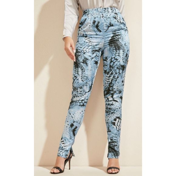 Marciano x Guess Women Sz 6 Blue Satin Hi-Rise Fantasy Flight Studio Pants - Picture 11 of 12